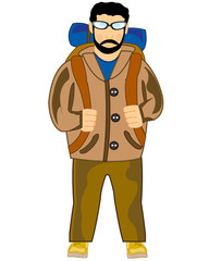 Obraz premium Young person traveler on white background is insulated