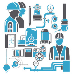 automation, and industrial engineering management icons