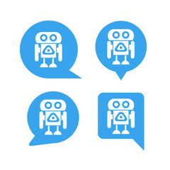 chat bot, robot in speech bubble set