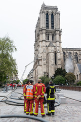 Paris, France - April 16th 2019: Notre Dame Cathedral the morning after the fire 
