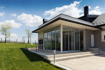 glazed terrace in the countryside