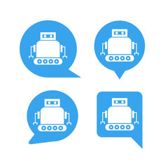 robot in blue speech bubble icons, chat bot