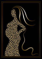 Graphic illustration with golden woman 5
