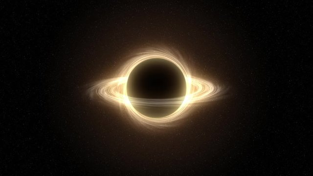 supermassive black hole in outer space, computer graphic simulation of black hole