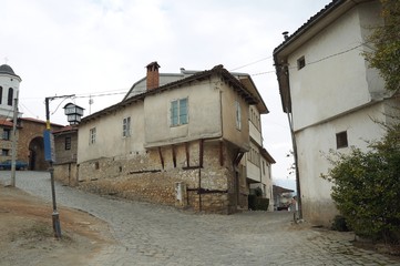 Fototapeta na wymiar Typical old houses in Ohrid, Macedonian republic
