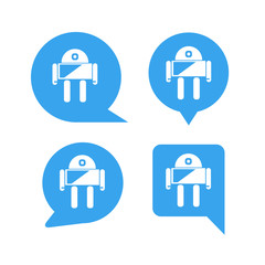 Fototapeta premium robot in blue speech bubble icons, chat bot