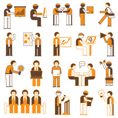 business people icons, office worker in office situations concept