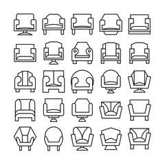 sofa icons set, line design