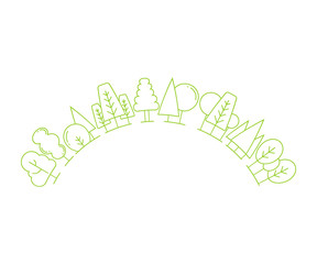 tree and plant half circle shape on white background