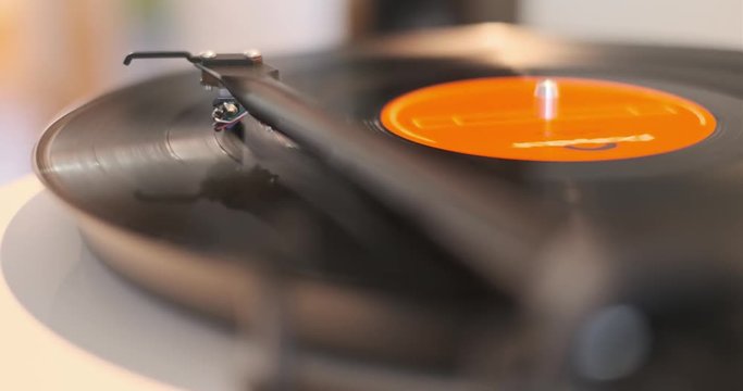 Vintage Retro vinyl LP record turntable player with an record playing isolated 