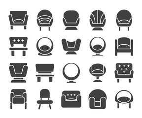 sofa and chair icons set