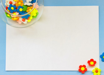 On a blank sheet of colored sweet flowers