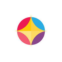 colorful simple stars geometric circle logo