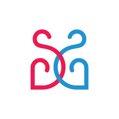 letters ss linked curves line loop design logo