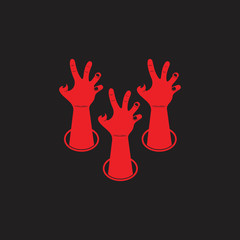 scary hand come out from ground decoration vector