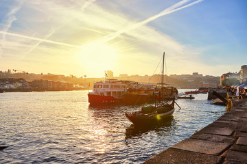 Fototapeta premium Typical portuguese wooden boats, called 