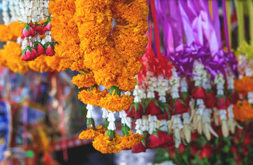 Fototapeta premium Natural Flower Garlands for sell at local market