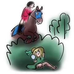 Horse rider and forest fairy
