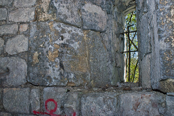 small window in an old castle tower