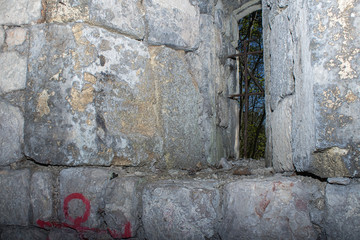 small window in an old castle tower