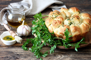 Homemade garlic bread and herb 