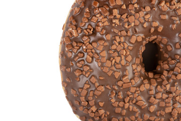 Closeup Of Donut With Chocolate Topping Cream