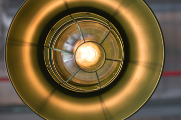 Decorative antique light bulb from the low angle view