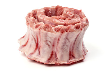 Pork Ribs, raw meat, close-up, isolated on white background