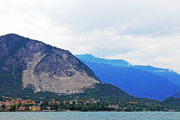 Fototapeta na wymiar Lake Maggiore Italy surrounded by mountains