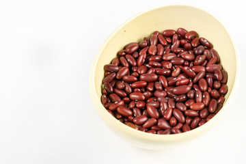 Raw Red Beans In The Bowl With Copy Space