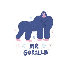 Obraz premium Gorilla hand drawn poster in scandinavian style