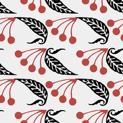 Floral Seamless Pattern Leaves and berries Wallpaper
