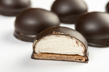 Munchmallow Chocolate Round Cookie Above White Background