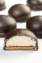 Munchmallow Chocolate Round Cookie Above White Background