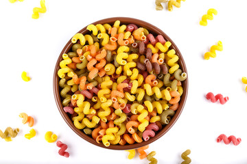Colorful pasta in a plate