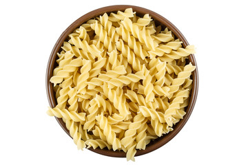 raw spiral pasta isolated