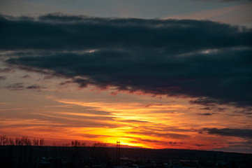 bright sky with clouds at sunset