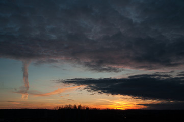 bright sky with clouds at sunset