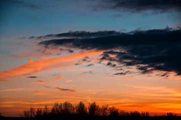 bright sky with clouds at sunset