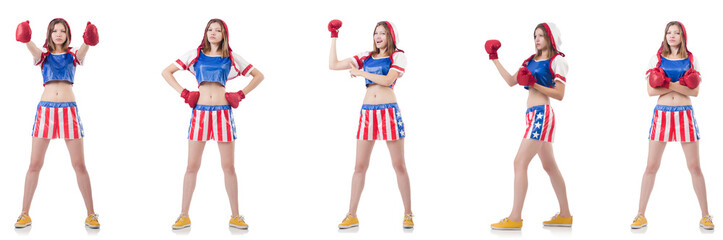 Young female boxer isolated on white 