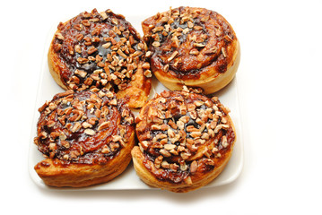 Gourmet Sticky Buns with Chopped Walnuts on Top 