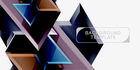 Minimal geometrical triangles with 3d effect abstract background template