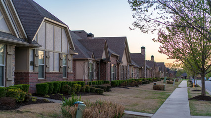 Residential development, urban street houses in North West Arkansas, new constructions neighborhood, housing development