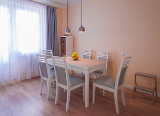 Interior. Kitchen modern, white, gray, beige color