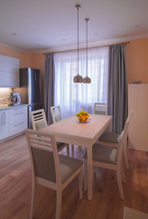 Fototapeta premium Interior. Kitchen modern, white, gray, beige color