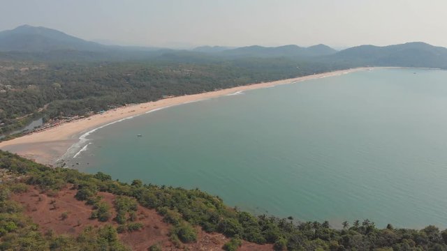 Agonda Beach aerial drone view. Goa. India.