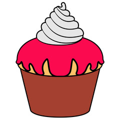 Glazed cupcake with cream icon. Vector illustration design