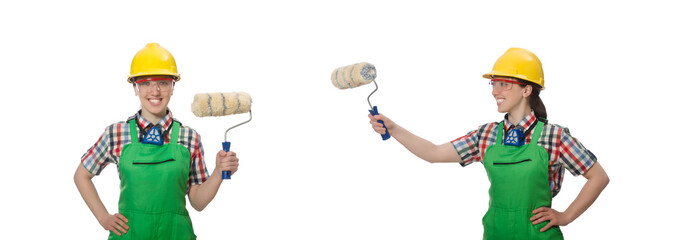 Woman painter isolated on the white