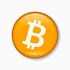 Bitcoin round sign isolated on white background. Vector illustration.