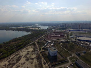 Aerial view of Kiev at spring time (drone image).
